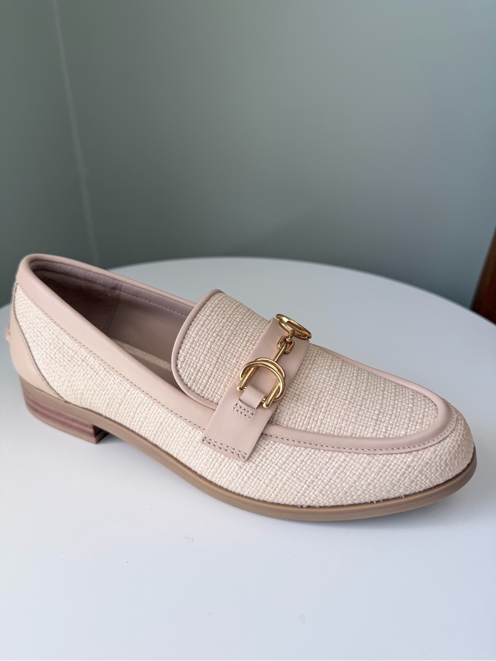 Women's Stuart Weitzman Owen Buckle Loafer Natural Raffia Classic Raffia NWOB  7